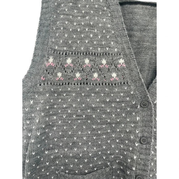 Vintage 80's Knit Sweater Vest KnitivoII Cardigan Size 42 Gray Made in Korea - Picture 6 of 12